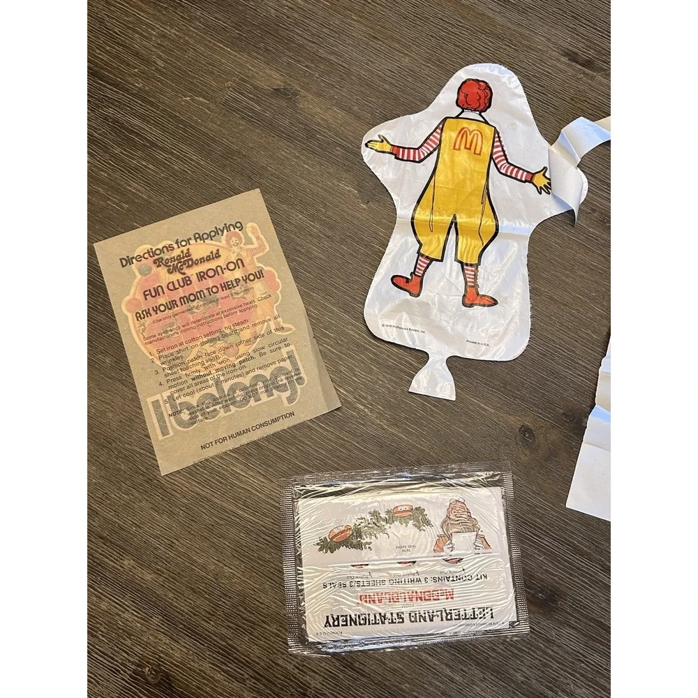 Letterland Stationary McDonaldland Ronald McDonald Iron‎ On Puppet Bib 1970s Lot